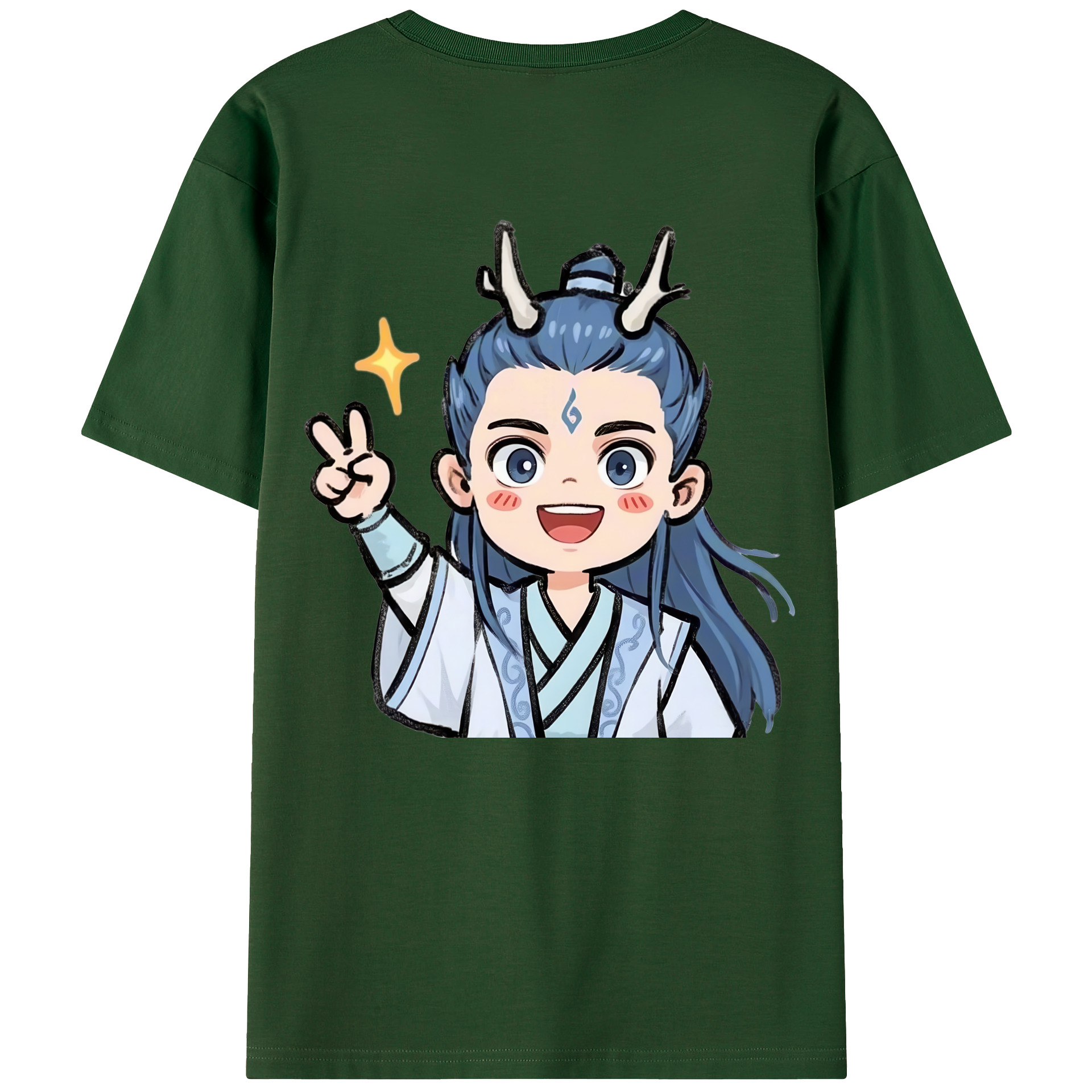 （画像用） Ne Zha 2 ナタ 魔童の大暴れ 綿100％半袖Tシャツ（背面プリント）